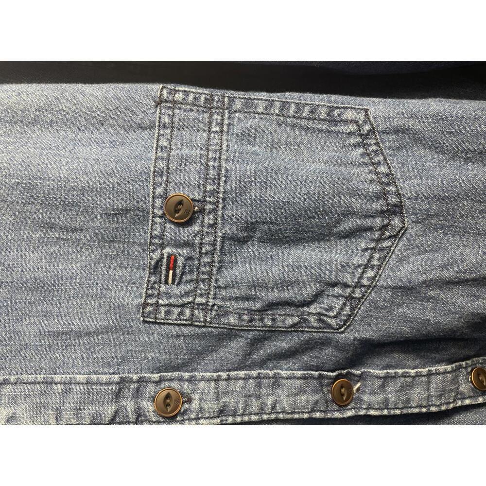 Tommy Hilfiger Denim Shirt Men's Medium Women's Large Button - Picture 5 of 9